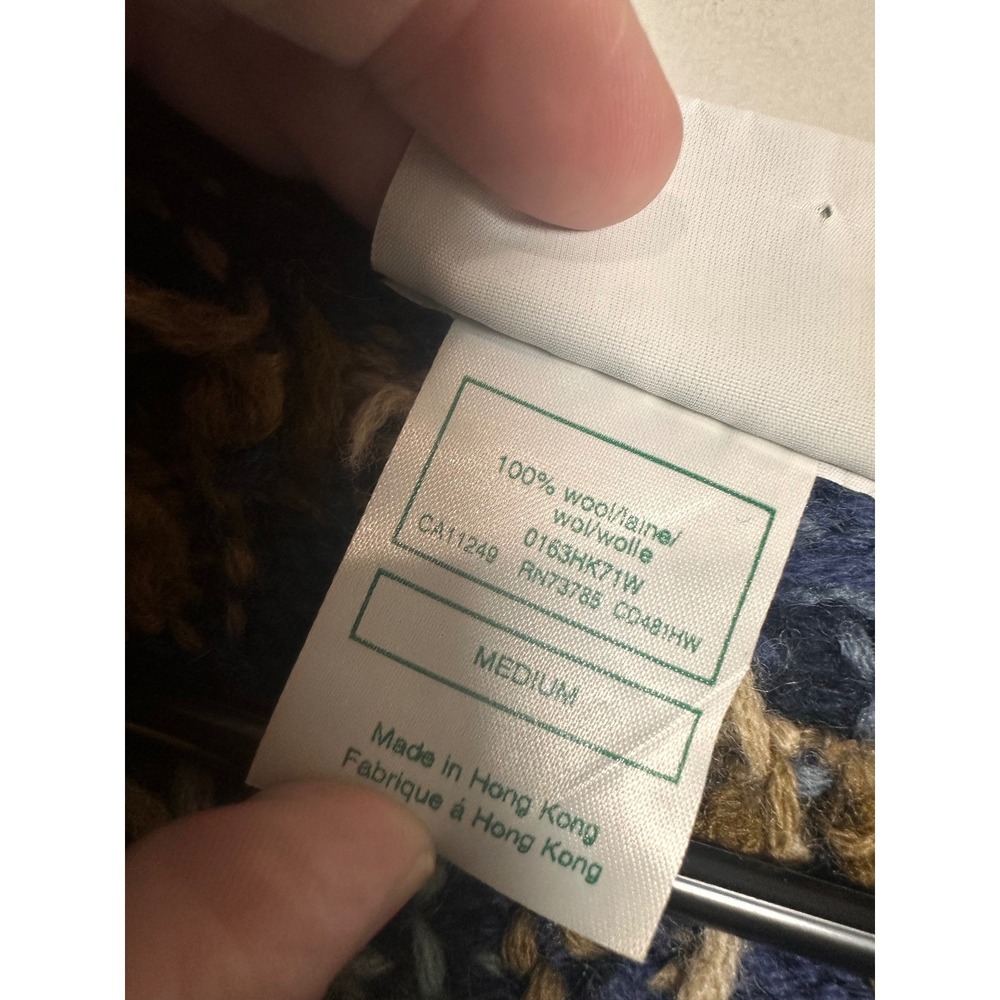 Laura Ashley Vintage 100% Pure New Wool Floral Cardigan Navy Blue Medium - Picture 4 of 5